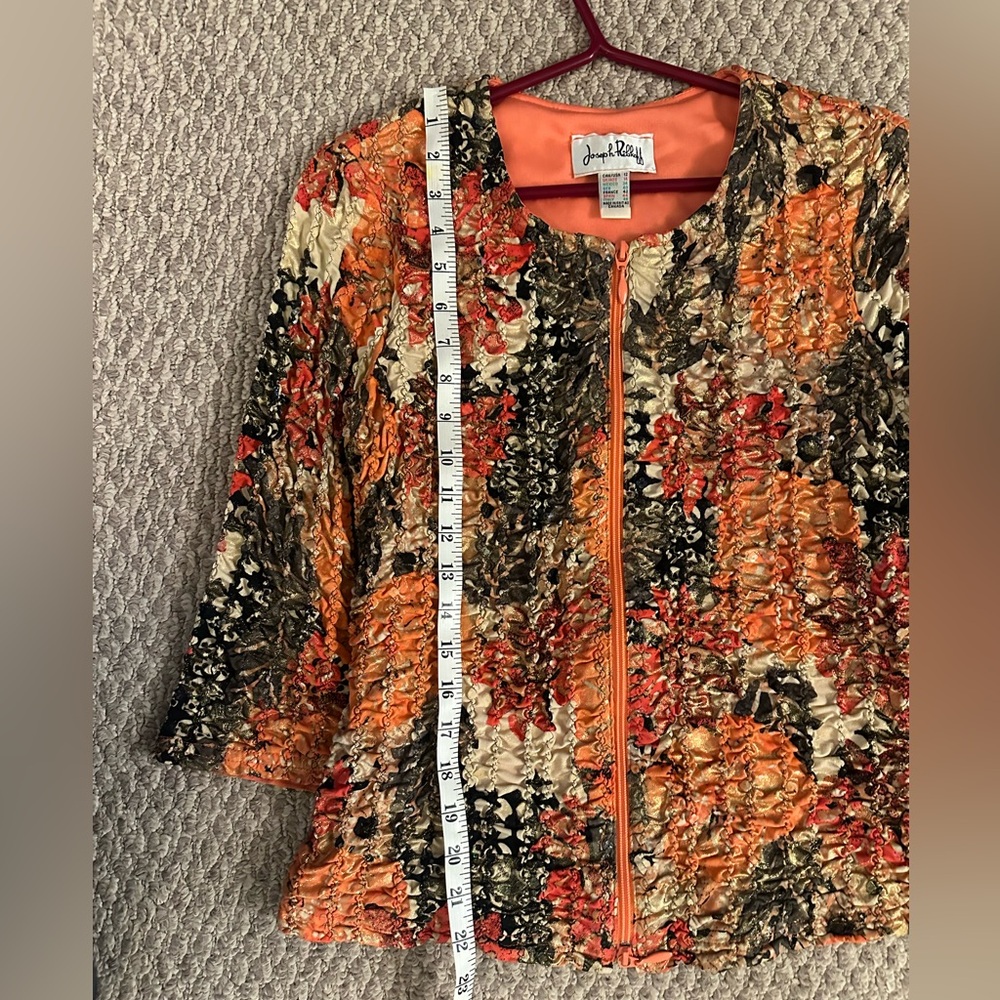 Joseph Ribkoff Orange and Cream Jacket - Picture 3 of 6